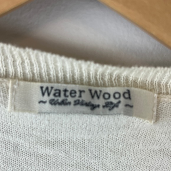 Water Wood Cream Boho Mixed Media Patchwork Short Sleeve Cardigan Large - Picture 3 of 4